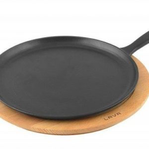 LAVA METAL Litinová pánev na pizzu/palačinky 26cm s dřevěným podstavcem od značky LAVA METAL