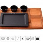 LAVA METAL Litinový servírovací talíř 25x17 cm s dřevěným podstavcem od značky LAVA METAL