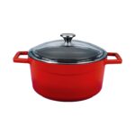 LAVA METAL Litinový hrnec kulatý 20cm se skleněnou poklicí - červený od značky LAVA METAL