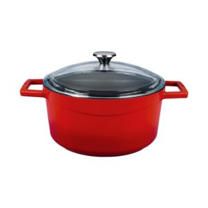 LAVA METAL Litinový hrnec kulatý 20cm se skleněnou poklicí - červený od značky LAVA METAL