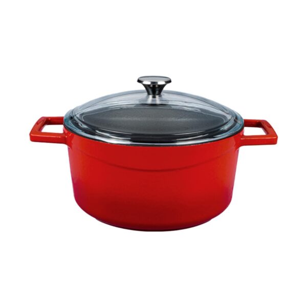 LAVA METAL Litinový hrnec kulatý 20cm se skleněnou poklicí - červený od značky LAVA METAL