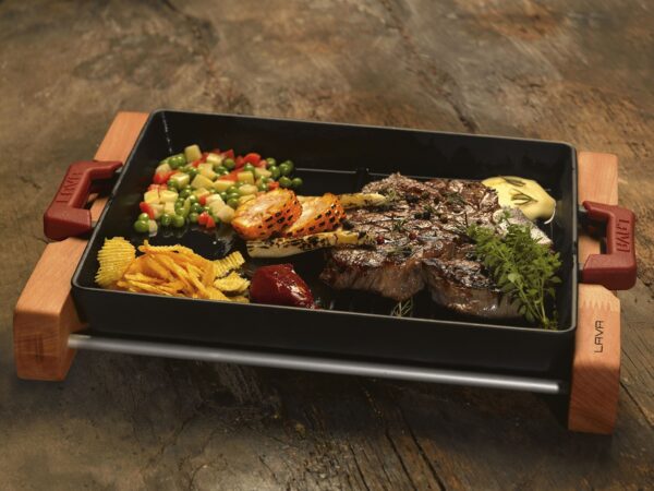 LAVA METAL Litinová duo plotýnka 26x32cm s dřevěným podstavcem - Obrázek 6